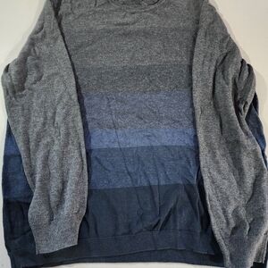 Calvin Klein Men's Gray and Blue Striped Sweater